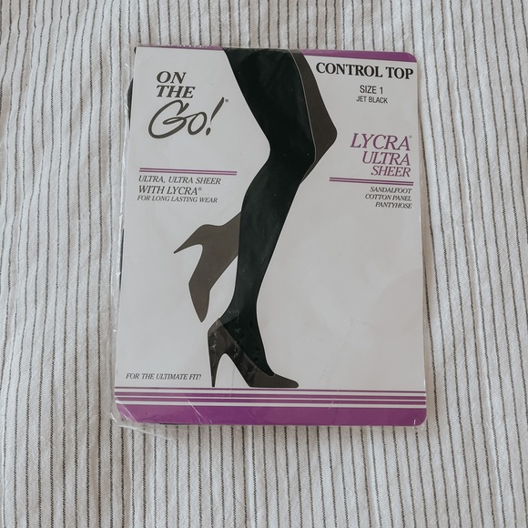 NWT Sandalfoot Cotton Panel Pantyhose in Black - Picture 1 of 2